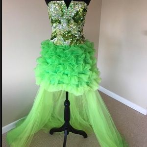 Jovani Lime Green Long Gown with Detachable Skirt